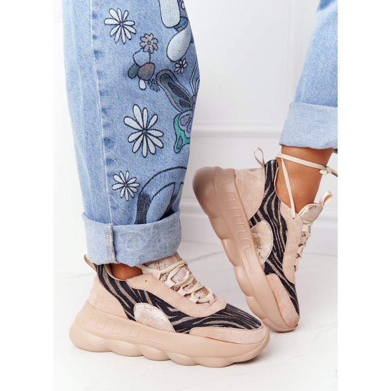 Chaussures Sport Femme Lu Boo Semelle Épaisse Beige Goûtez-le ! 2