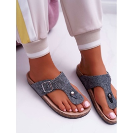 EVE Chaussons Femme Tongs Baisan gris foncé 1
