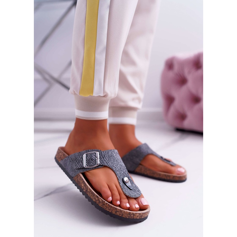 EVE Chaussons Femme Tongs Baisan gris foncé 2