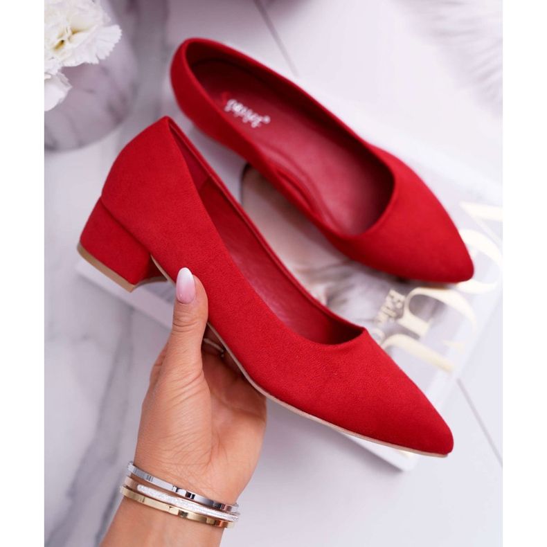 PS1 Escarpins Classiques Femme Daim Rouge Rheya 1