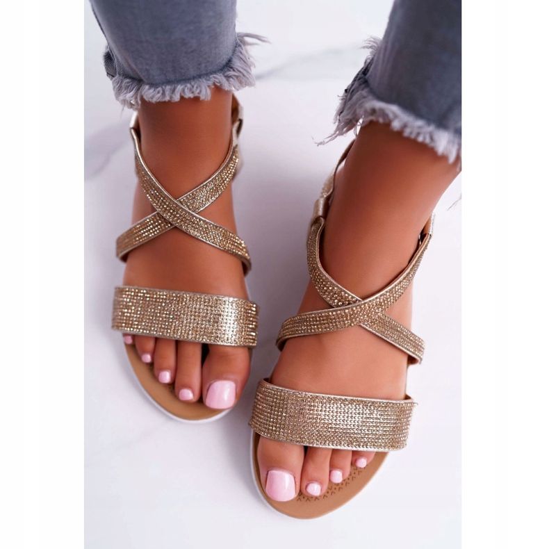 Sandales Femme Lu Boo Avec Cubic Zirconia 406-5 Or Stella d'or 1