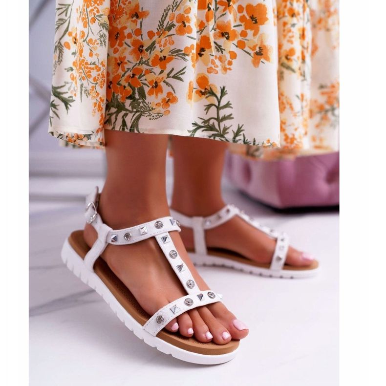 Sandales Lu Boo blanches pour femmes avec clous Mariachi 1