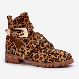 Lu Boo Bottes En Daim Avec Découpes Léopard Rock Girl brun 1