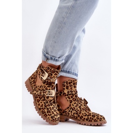 Lu Boo Bottes En Daim Avec Découpes Léopard Rock Girl brun 4