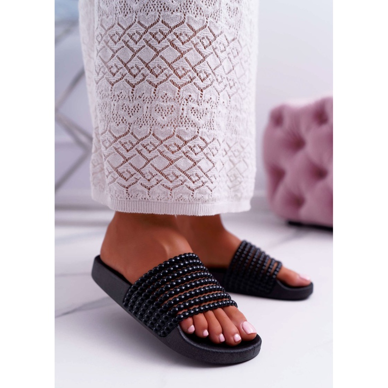 Chaussons pour femmes avec perles noires Elavi 2
