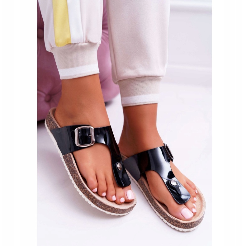 SEA Pantoufles Femme Tongs Sur Palette Noir Laqué Noir le noir 2 SEA Pantoufles Femme Tongs Sur Palette Noir Laqué Noir le noir 2