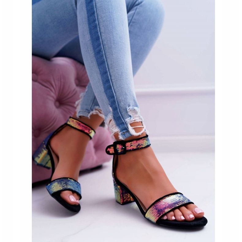 Sandales Femme Talon Haut Lu Boo Paillettes Irisées Noir Tindal 1