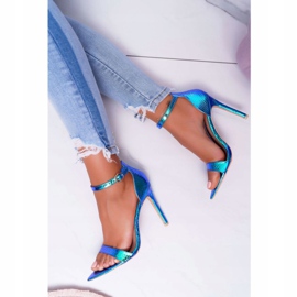 Sandales À Talons Hauts Pour Femmes Lu Boo Vert Irisé Debbi multicolore 4