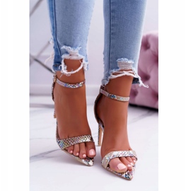 Sandales À Talons Hauts Pour Femmes Lu Boo Serpent Beige Ramann multicolore 2