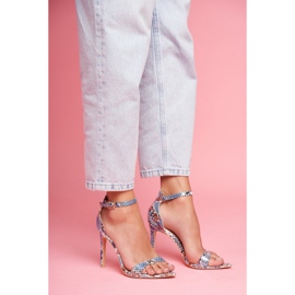 Sandales à talons hauts pour femmes Lu Boo Snake Ramann Bleu multicolore 9