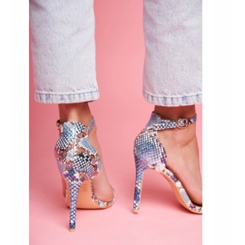 Sandales à talons hauts pour femmes Lu Boo Snake Ramann Bleu multicolore 10
