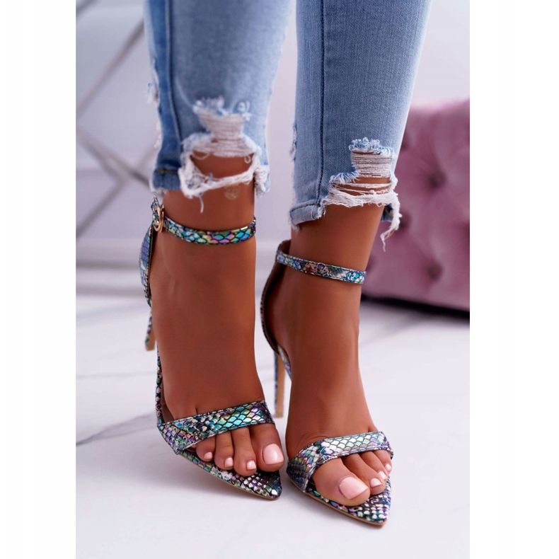 Sandales à talons hauts pour femmes Lu Boo Snake Green Ramann multicolore vert 2