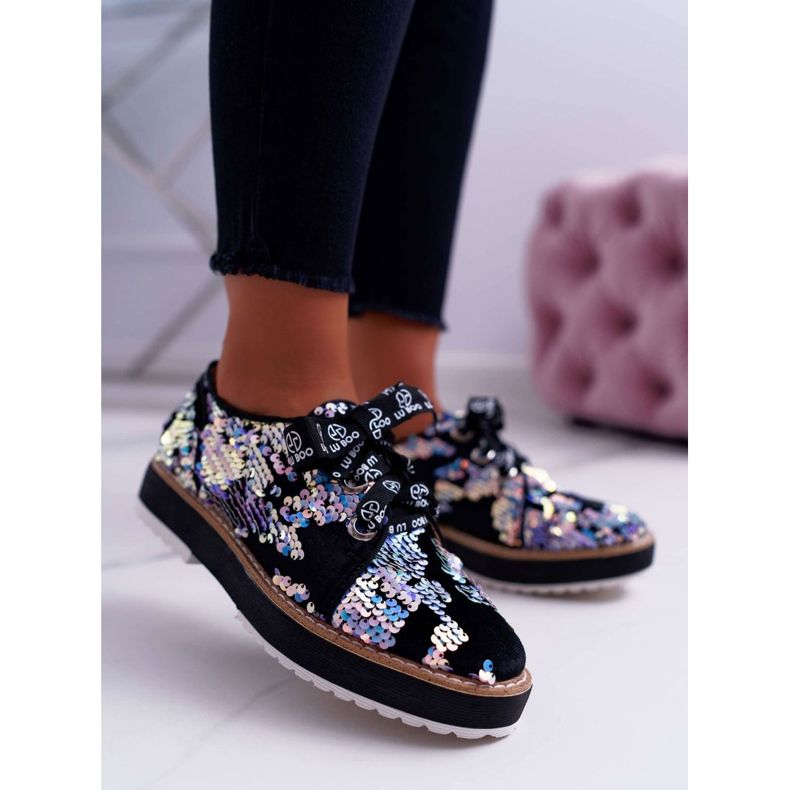 Chaussures Richelieu Femme Lu Boo Paillettes Argent Clair De Lune le noir multicolore 2