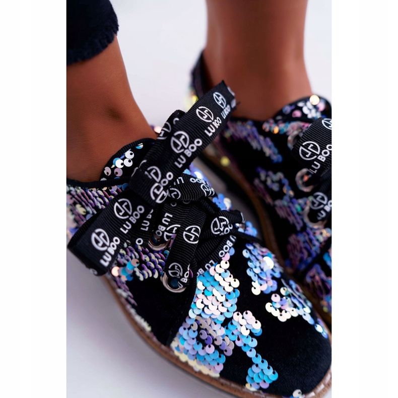 Chaussures Richelieu Femme Lu Boo Paillettes Argent Clair De Lune noir multicolore 1