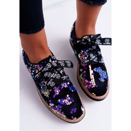 Chaussures Richelieu Femme Lu Boo Violet Paillettes Moonlight noir multicolore 2