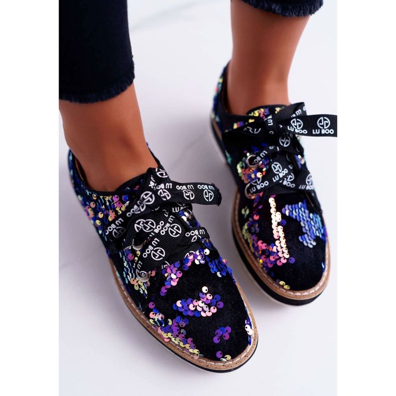 Chaussures Richelieu Femme Lu Boo Violet Paillettes Moonlight noir multicolore 2