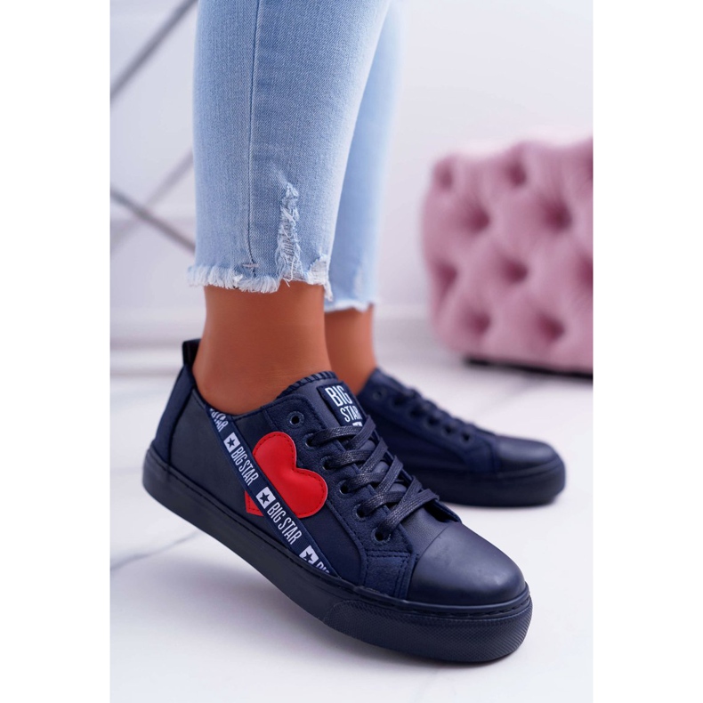 Baskets Femme Big Star Bleu Marine avec un coeur EE274258 1