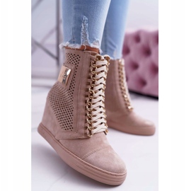 Baskets Femme Lu Boo Daim Ajouré Beige Clamma 2