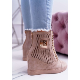 Baskets Femme Lu Boo Daim Ajouré Beige Clamma 4