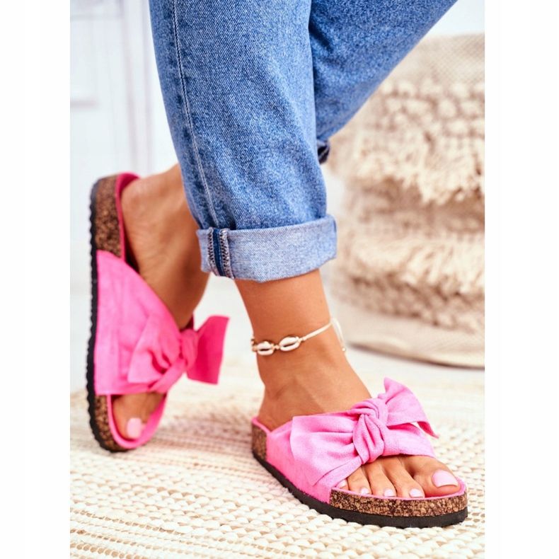 BUGO Chaussons Femme Sur Liège Néon Fuchsia Wendy rose 2