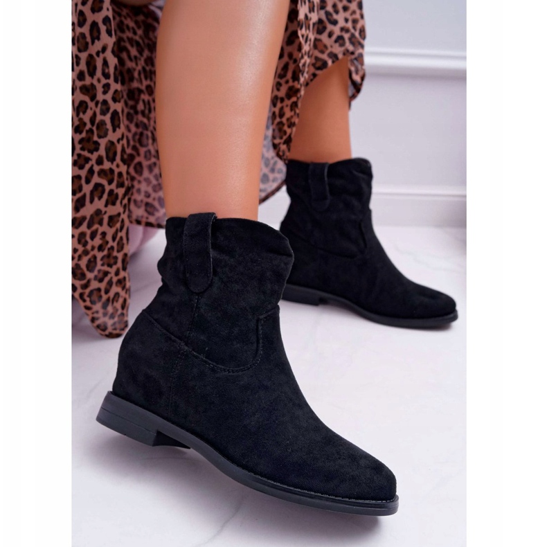 SEA Bottes pour femmes à talon plat compensées chaudes sur la cheville Demini noir 2