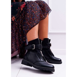 SEA Bottes Militaires À Talons Plats Pour Femmes Noir Travist le noir 1