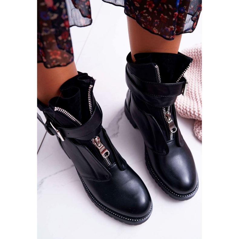 SEA Bottes Militaires À Talons Plats Pour Femmes Noir Travist 2