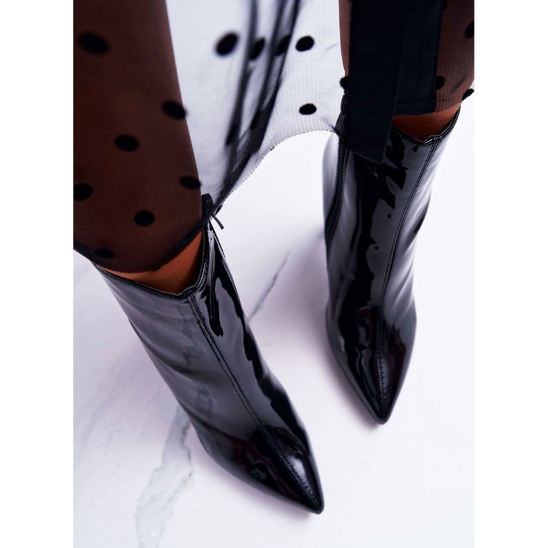 SEA Bottines Femme à Talons Laqués Noir Demens le noir 2