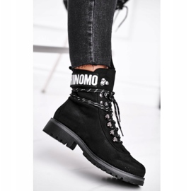 EVE Bottes pour femmes à talon plat avec fermeture éclair Noir Popsi 1