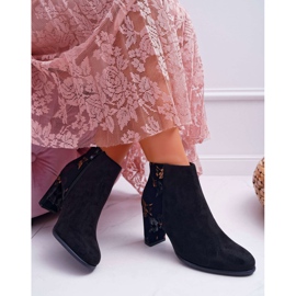 Bottes Pour Femmes À Talons Hauts Sergio Leone Avec Des Fleurs Dorées Folk Noir Eros2 2