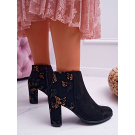 Bottes Pour Femmes À Talons Hauts Sergio Leone Avec Des Fleurs Dorées Folk Noir Eros2 1