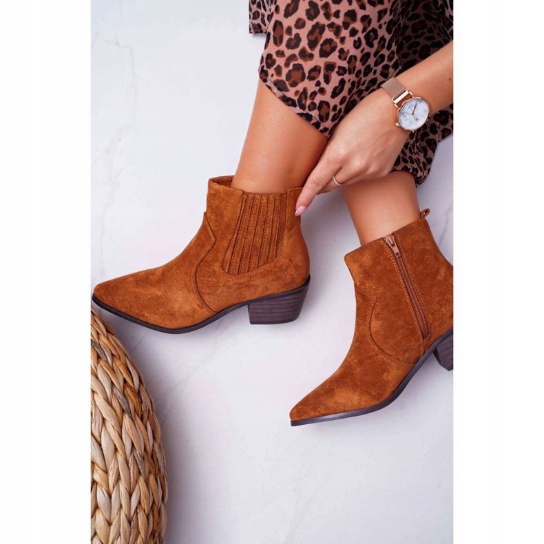 Bottes à talon plat pour femmes Umberco camel brun 2