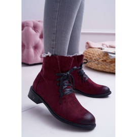 Vinceza Bottines Femme Talon Plat Workery Bordeaux Teref rouge multicolore 1