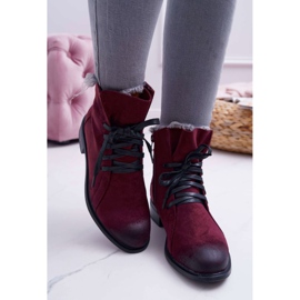 Vinceza Bottines Femme Talon Plat Workery Bordeaux Teref rouge multicolore 2