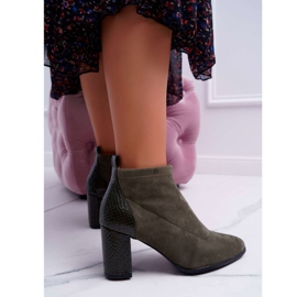 S.Barski Boots femme en daim à talon Kaki Ferrous 1