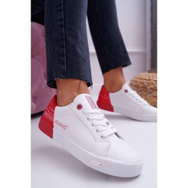 Baskets Femme Cross Jeans Blanc EE2R4016C blanche rouge 2 Baskets Femme Cross Jeans Blanc EE2R4016C blanche rouge 2