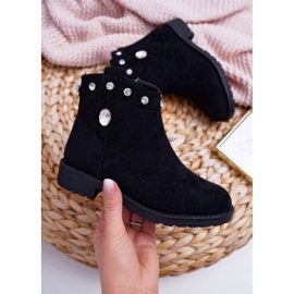 POPA Bottines Enfant Noir avec Cristaux Venici Talon Plat le noir 1