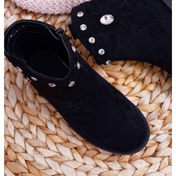 POPA Bottines Enfant Noir avec Cristaux Venici Talon Plat le noir 2