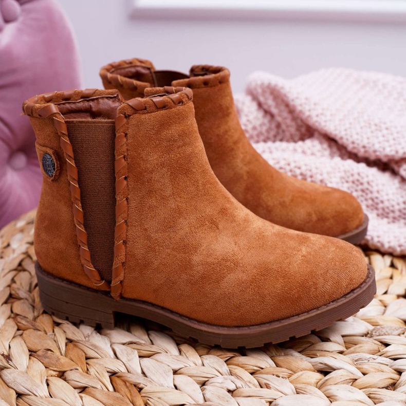 POPA Bottes Enfant Talon Plat Camel Sicarro brun 2