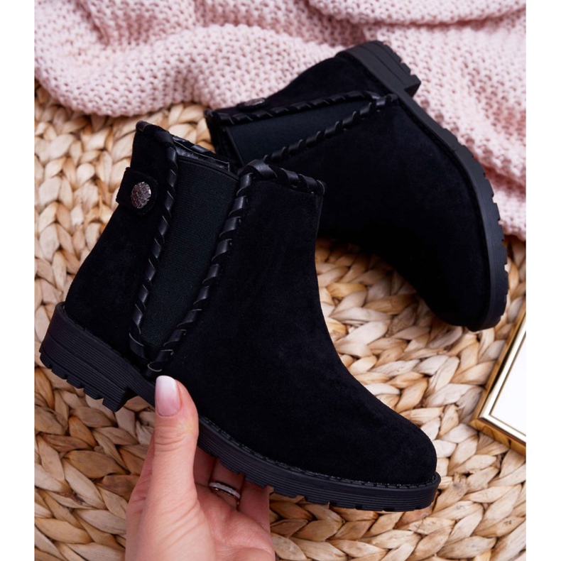 POPA Bottes noires pour enfants à talon plat Sicarro 2