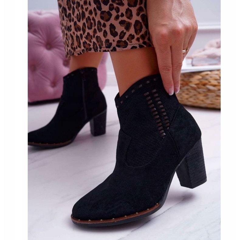 FP1 Bottines Femme Talon Daim Noir Westema 2