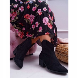 BUGO Bottes Femme Talon Plat Cowboy Boots Noir Telifa 2