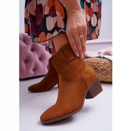 BUGO Bottines Femme Talon Plat Cowboy Camel Telifa brun 1