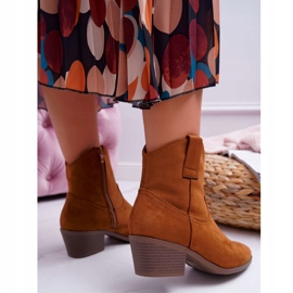 BUGO Bottines Femme Talon Plat Cowboy Camel Telifa brun 2