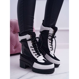 HAN Bottes hautes à lacets Ridley pour femmes blanc noir 2