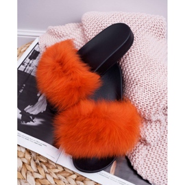 Chaussons Femme Fourrure Naturelle Orange Naturis 2