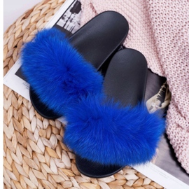 Chaussons Femme Fourrure Naturelle Naturis Sapphire bleu 1 Chaussons Femme Fourrure Naturelle Naturis Sapphire bleu 1