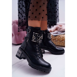POPA Bottes Hautes Femme Rock Avec Rabat Noir Infinity 1