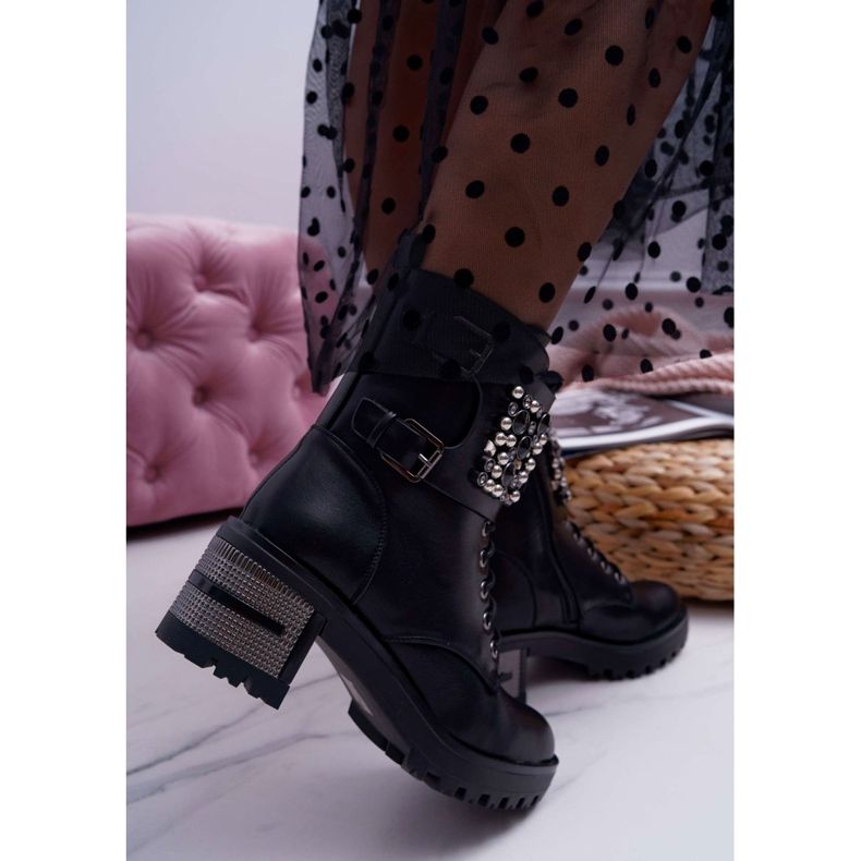 POPA Bottes Hautes Femme Rock Avec Rabat Noir Infinity 2