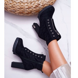 FRERY Bottes à Talons Pour Femmes Avec Fermeture Éclair Décorative En Daim Noir Imagine le noir 3